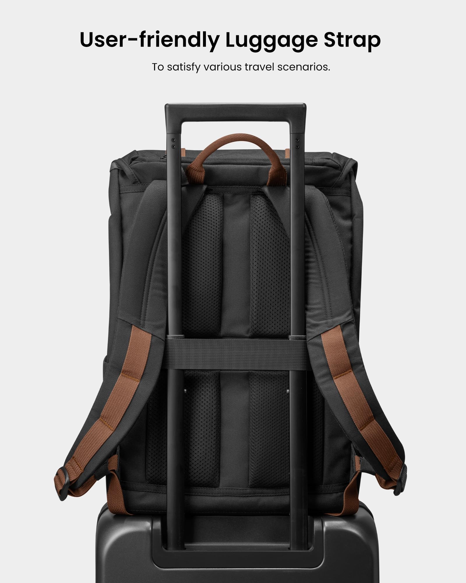 tomtoc Flap Laptop Backpack, Lightweight, Water-Resistant Casual Daypack, Durable Work-pack, Vintage Classic Rucksack for 13-15.6 Inch Laptop, perfect for Campus, Street, 22L Black - Image 8