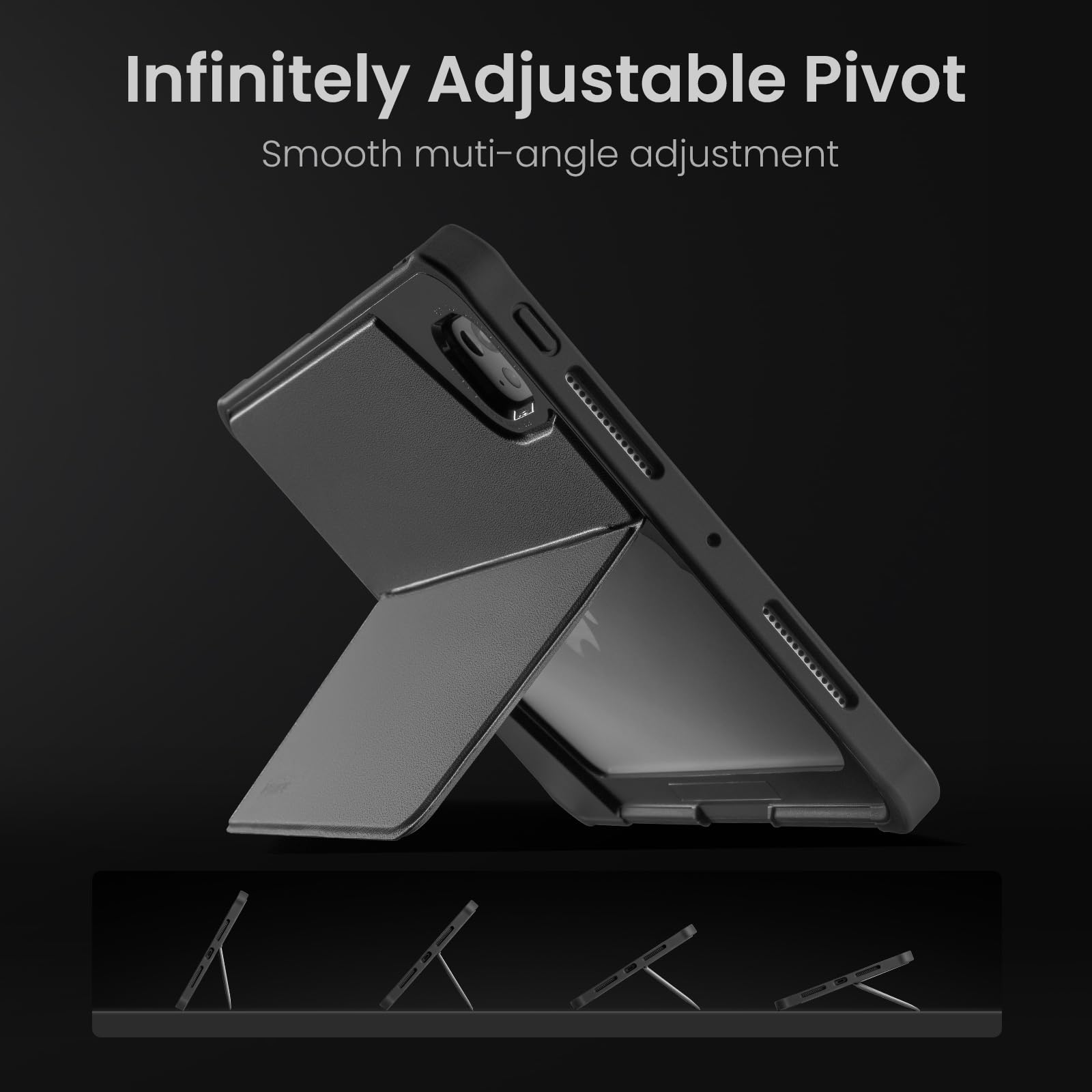 tomtoc Inspire-Pivot Panel Case for iPad Pro 11 Inch (M5/M4) 2025, Pivot Design Provides Stable Stand Functionality and Effortless Use, Vertical Case with Apple Pencil Holder - Image 4
