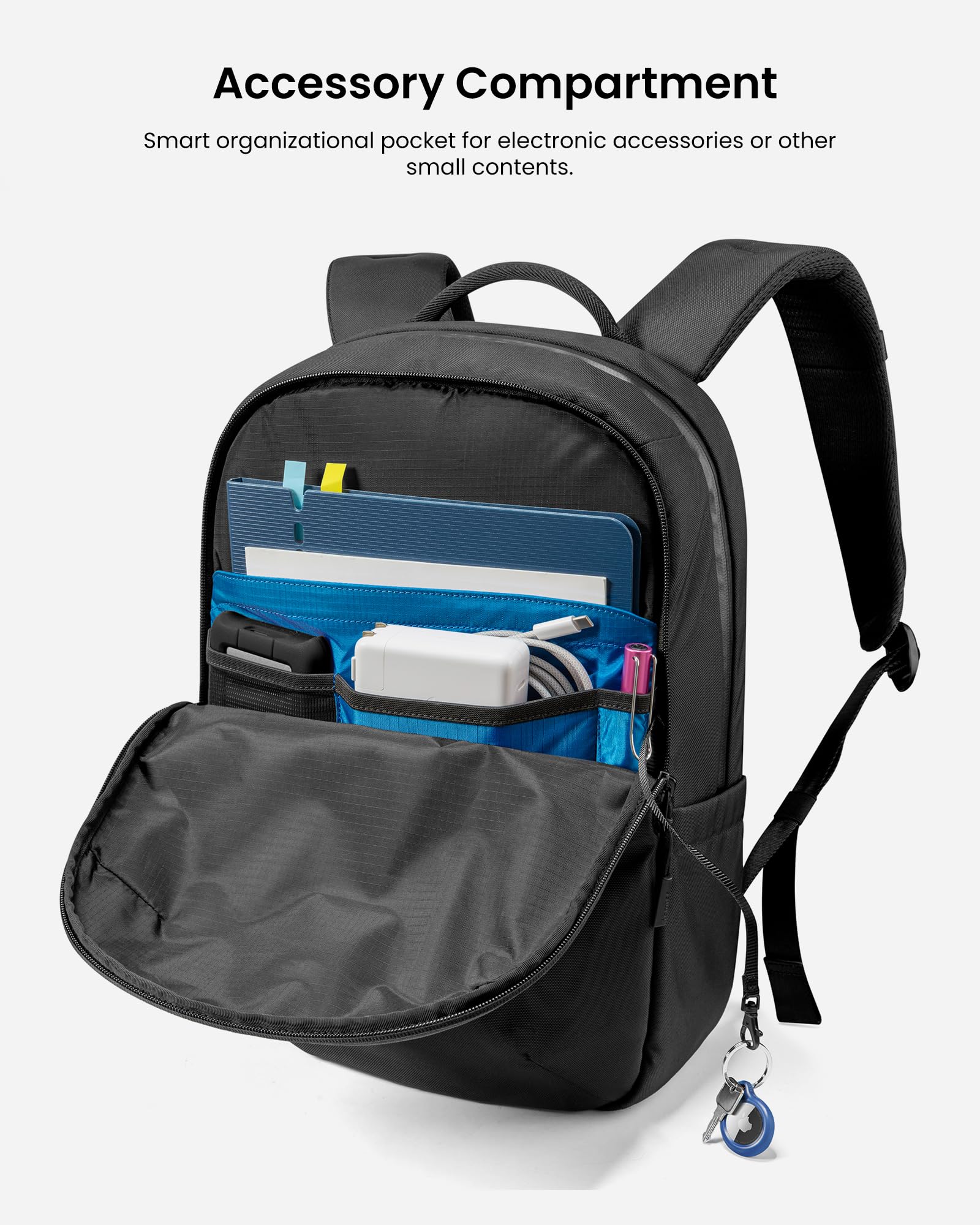 tomtoc Laptop Backpack Minimalist Daypack, UrbanEX-T65, A City Pack for Daily Commute Work, Water-resistant, Cordura Ballistic Nylon, 20L Fits 15.6-inch Notebook, Black - Image 6