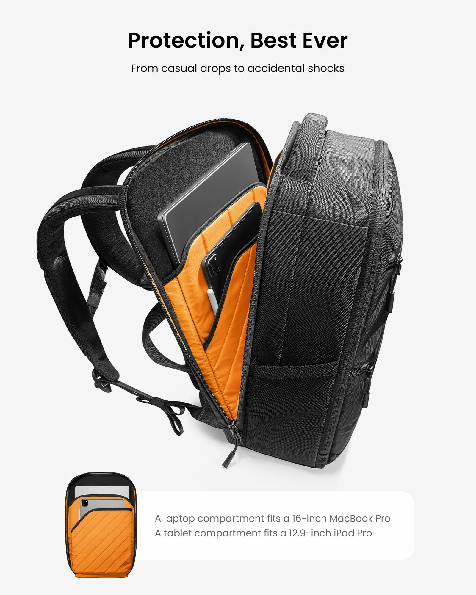 tomtoc Laptop Backpack X-Pac Techpack Designed for Business Professional Commuter, City Compact Backpack for 16-inch MacBook Pro, Black - Image 3