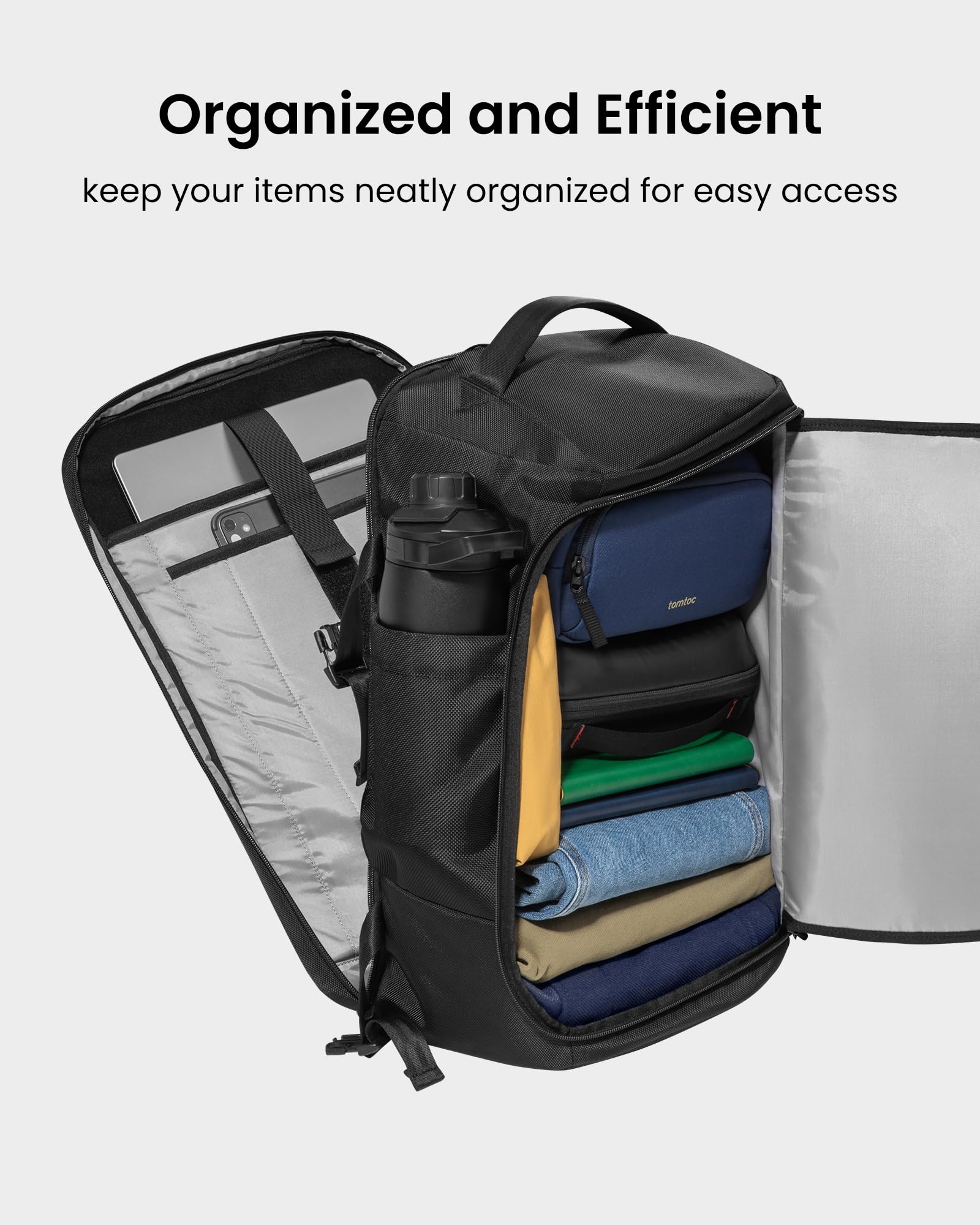 tomtoc Travel Backpack 38L, TSA Friendly Flight Approved Carry-on Luggage Water-resistant Lightweight Business Rucksack, Durable Large Computer Bag Daypack Fits 17.3 Inch Laptop - Image 3